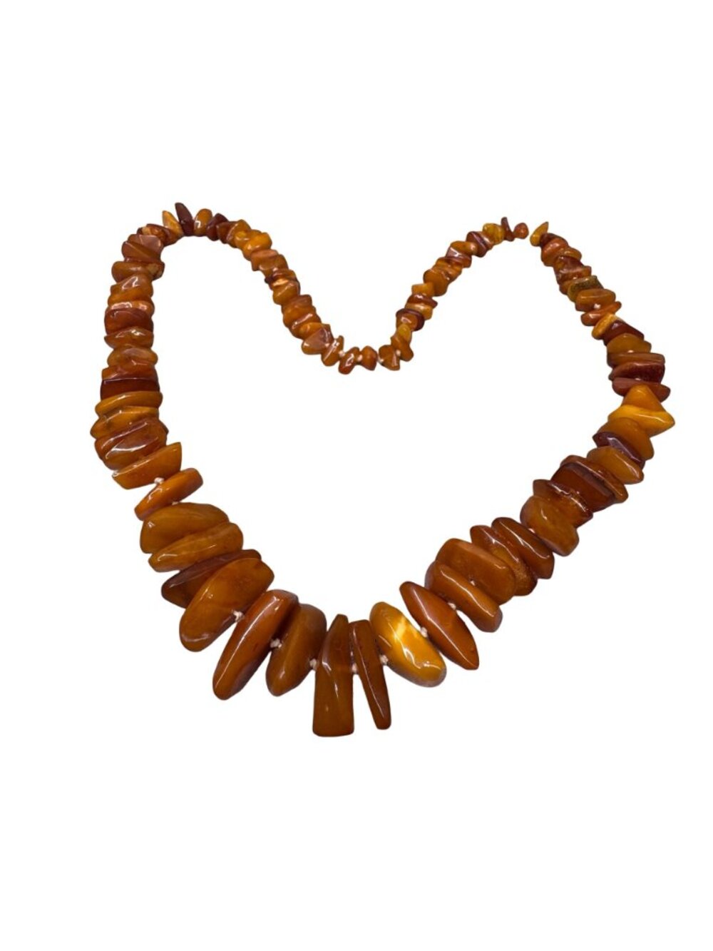 Chunky Butterscotch Amber Bead Necklace 30" Long Strand Natural Polished 82.3g - Picture 9 of 11